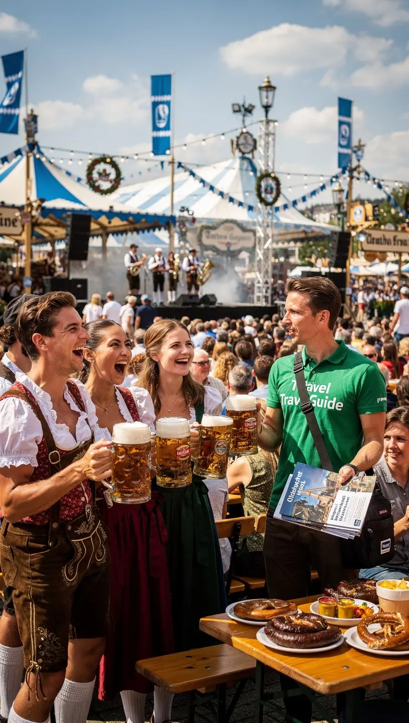 Reisende buchen ein Komplettpaket mit Festivaltickets, Unterkunft und Transport für stressfreies Reisen.